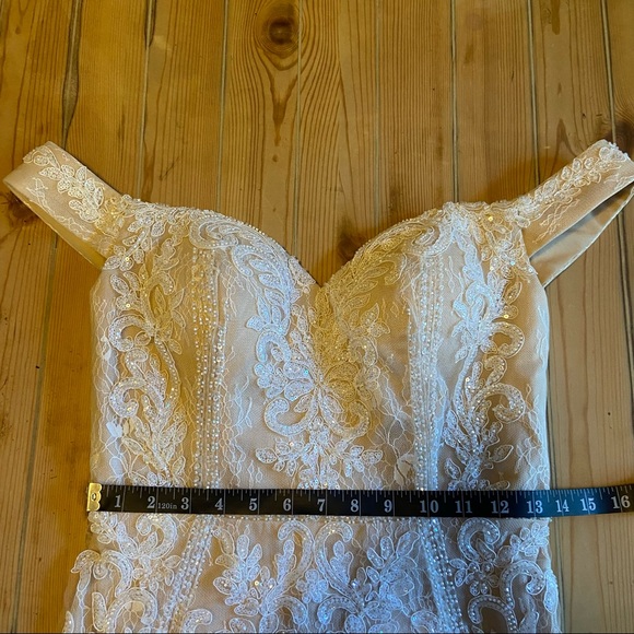 NWOT Lulus Promised Love White Beaded Lace Off-the-Shoulder Maxi Dress - Picture 14 of 16